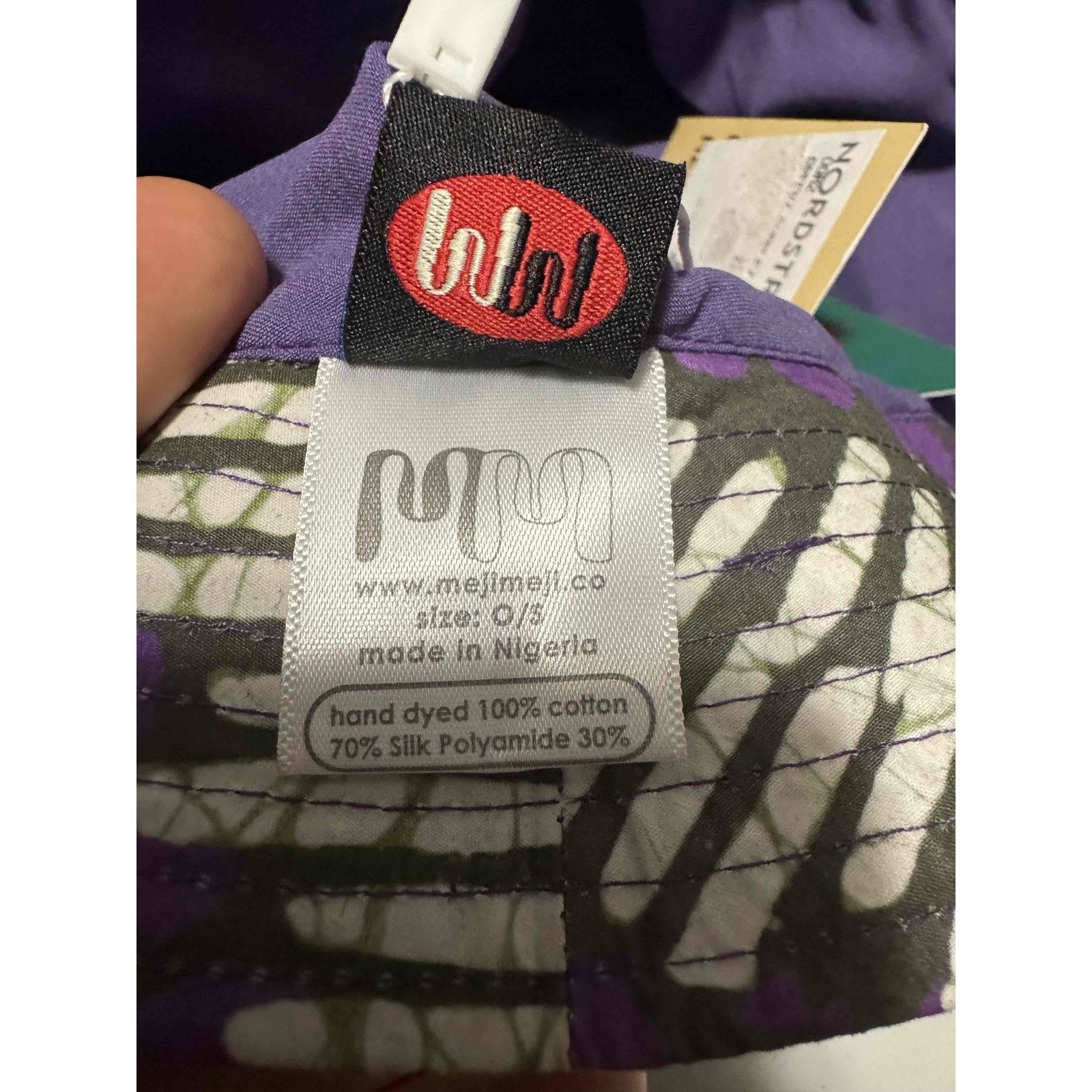 Nwt Meji Meji Adire Bucket Hat Purple, Black & White Abstract Print — image 7 of 8
